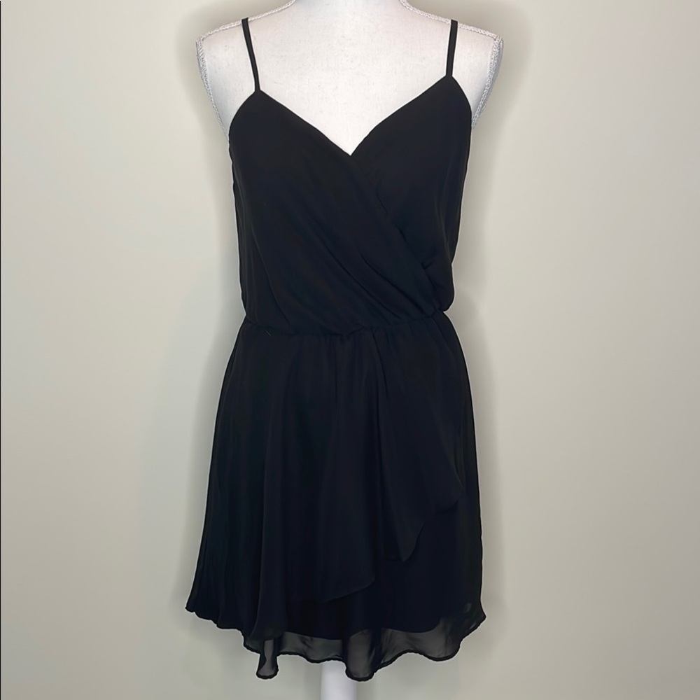 Xhilaration Stylish Black Wrap Dress with Spaghetti Straps. Small Petite